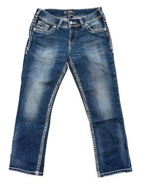 Silver Jeans Co. Womens Suki Capri Stretch Denim Jeans W27 Medium Wash